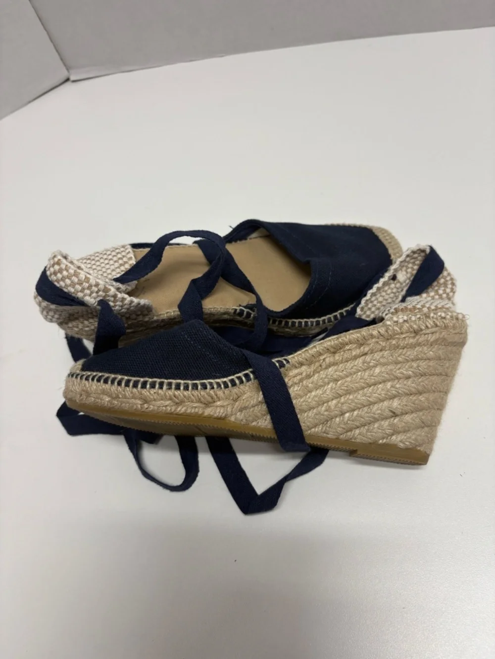 Alpargatera La Manual - Blue Espadrilles With Jute Wedge - Size 37 (6.5 US)